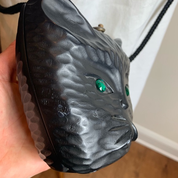 Timmy Woods black cat purse green eyes - Picture 3 of 8